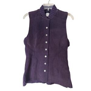 Leather Purple Snap Vest with Sweater Detail